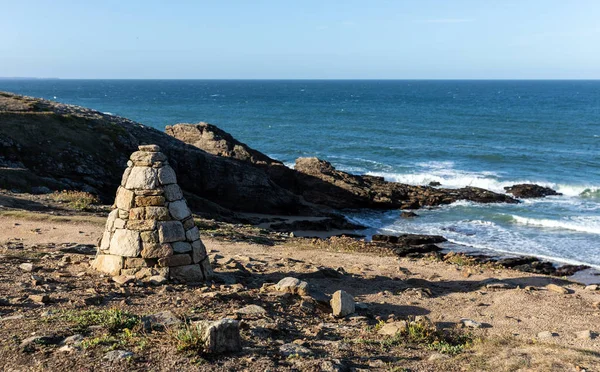 Cairn Steinhaufen Der Küste Von Port Guibello Saint Pierre Quiberon — Stockfoto