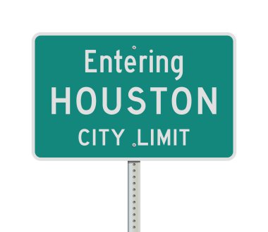 Houston şehir sınırı girerek yeşil yol işareti vektör çizim