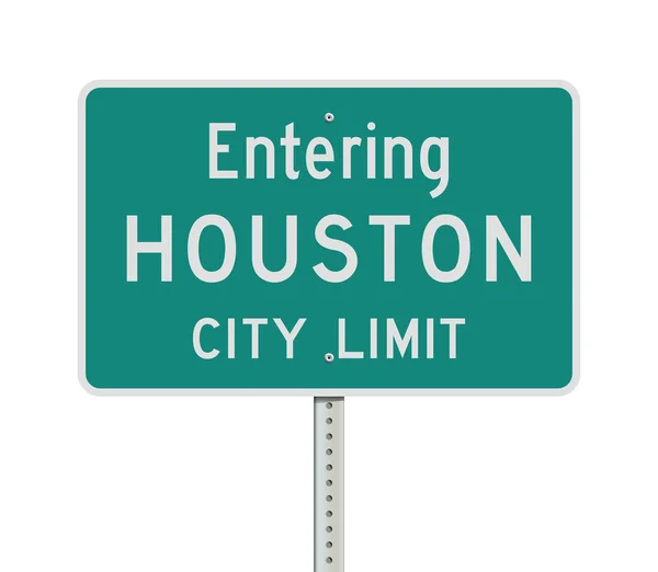 Vektor Illustration Des Einfahrenden Houston City Limit Green Road Sign — Stockvektor