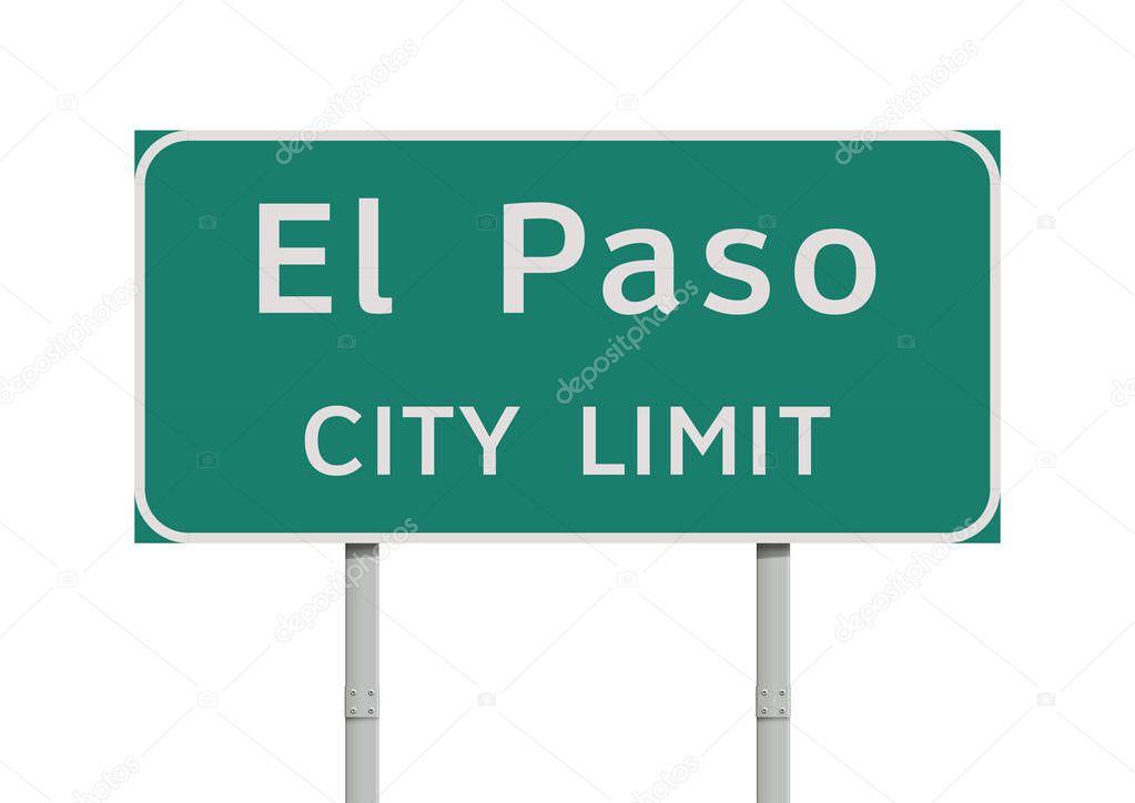 Vector illustration of the El Paso City Limit green road sign