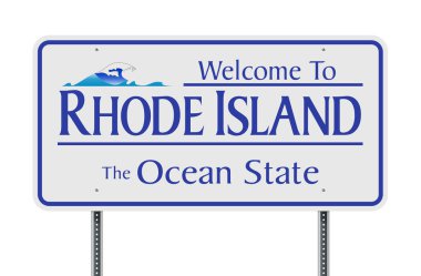 Vektör çizim Rhode Island beyaz yol işaret hoş geldiniz