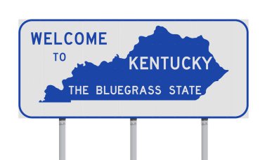 Vector illustration of the Welcome to Kentucky the Bluegrass state road sign clipart