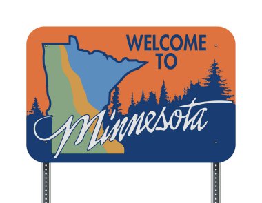 Vektör çizim Minnesota yol işaret hoş geldiniz