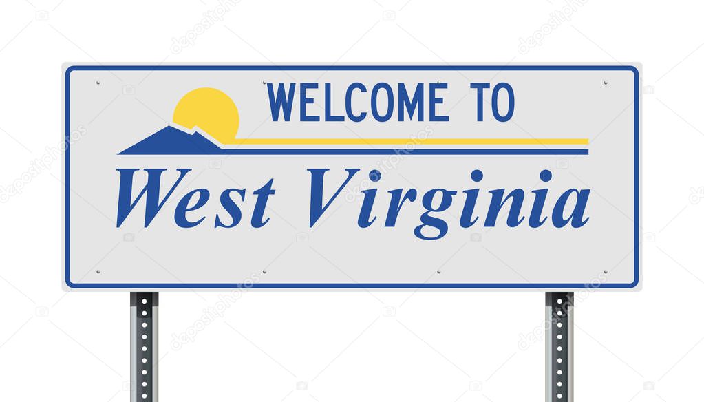 Vector illustration of the Welcome to West Virginia road sign