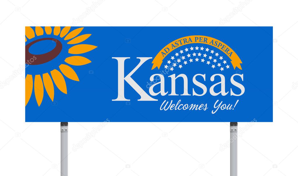 Vector illustration of the Welcome to Kansas sign