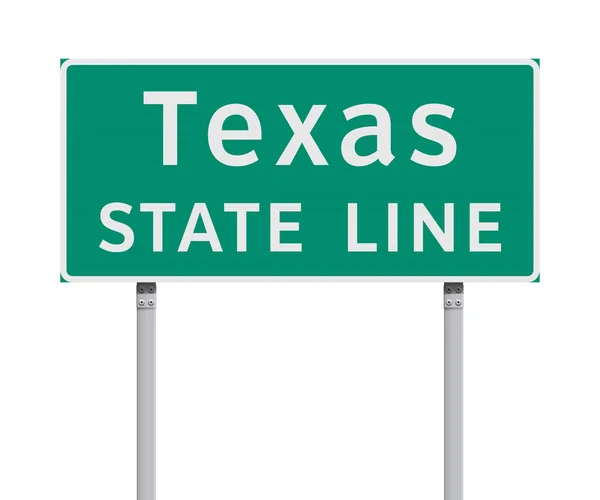 Vector Illustration Texas State Line Green Road Sign — Stok Vektör