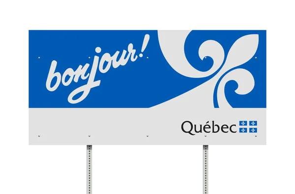 Vector Illustration Bonjour Quebec Road Sign French — стоковий вектор