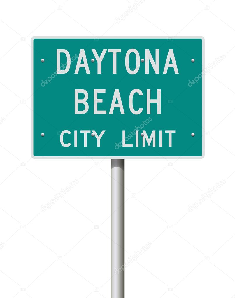 Vector illustration of the Daytona Beach City Limit green road sign