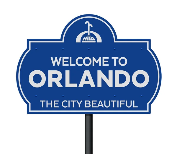 Vector Illustration Welcome Orlando City Beautiful Road Sign — Stock Vector