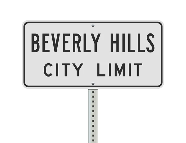 Ilustração Vetorial Sinal Estrada Branca Beverly Hills City Limit — Vetor de Stock