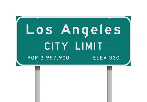 Vektor Illustration Der Los Angeles Stadtgrenze Grünes Verkehrsschild — Stockvektor