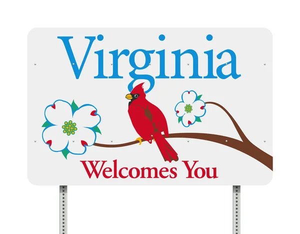 Vector Illustration Virginia Welcomes You Road Sign — Stock Vector