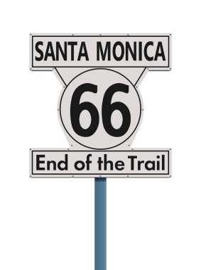 Santa Monica Route 66 sonunda iz yol tabela vektör çizim