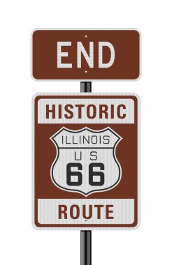 Tarihi Route 66 sonunda yol işaret vektör çizim