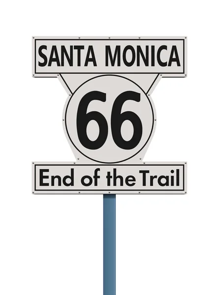 圣莫尼卡路线66末端的向量例证路路标 — 图库矢量图片