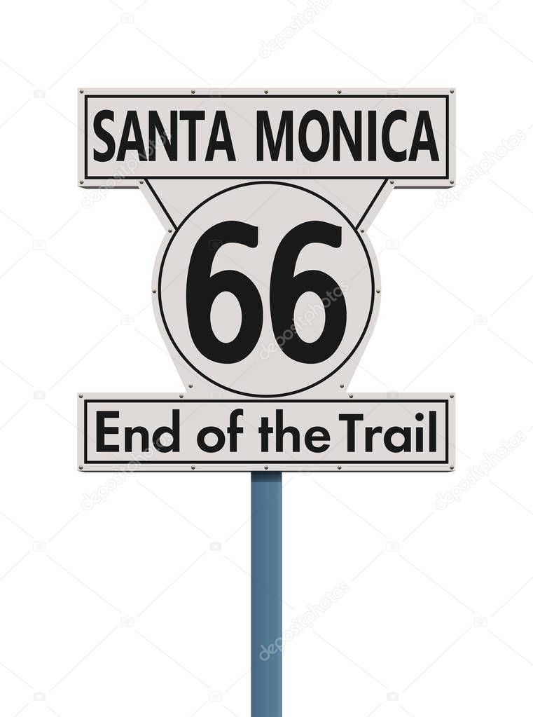 Vector illustration of the Santa Monica Route 66 end of the trail road sign