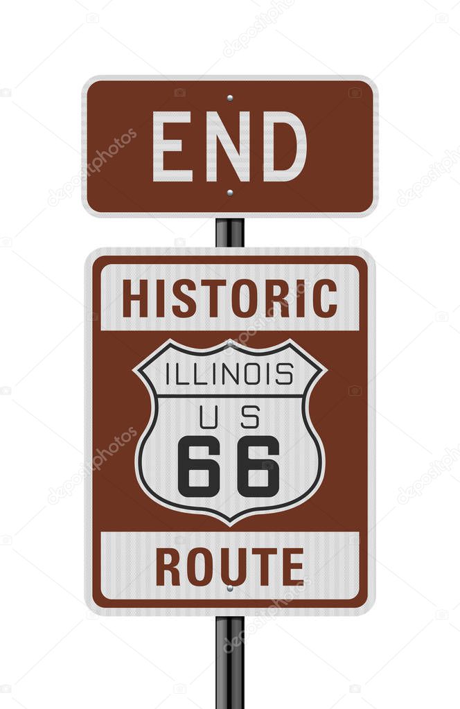 Vector illustration of the Historic Route 66 end road sign