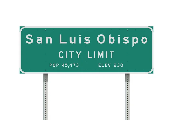 Illustrazione Vettoriale Del Cartello Stradale Verde San Luis Obispo City — Vettoriale Stock