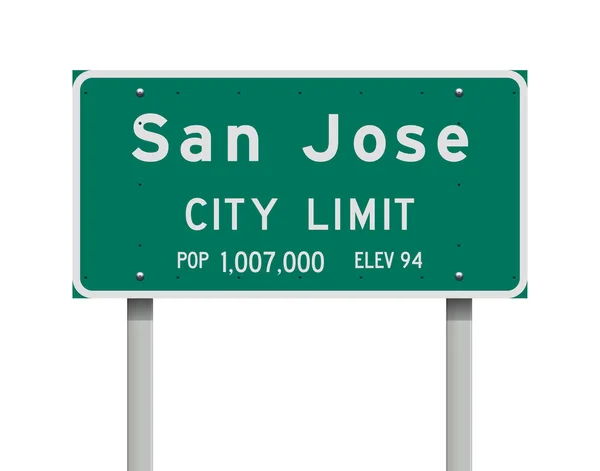 Векторная Иллюстрация Зелёного Дорожного Знака San Jose City Limit — стоковый вектор
