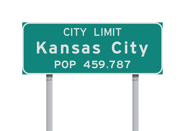 Vector Illustration Kansas City City Limit Green Road Sign — Stock Vector