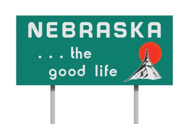 Nebraska iyi yaşam yeşil yol işaret vektör çizim