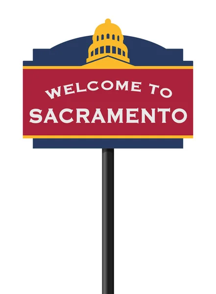 Illustration Vectorielle Panneau Signalisation Welcome Sacramento — Image vectorielle