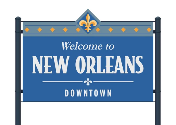 Vector Illustration New Orleans Downtown Blue Road Sign — Stock Vector