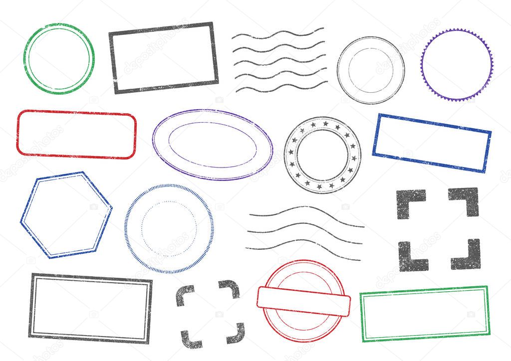Vector illustration of different shapes of stamps frames