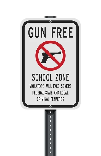 銃フリーゾーンの学校お知らせサインのベクトル イラスト — ストックベクタ