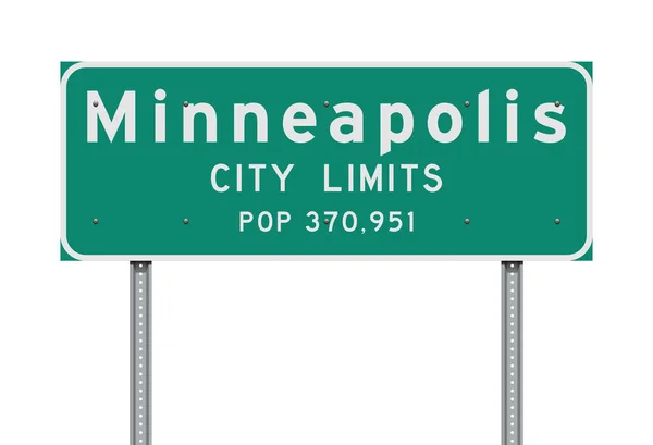 Ilustración Vectorial Señal Verde Carretera Los Límites Minneapolis City — Archivo Imágenes Vectoriales