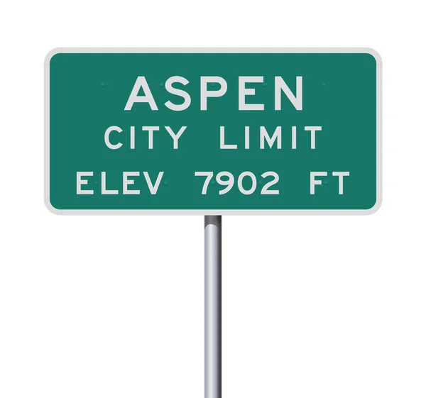 Векторная Иллюстрация Зелёного Дорожного Знака Aspen City Limits — стоковый вектор