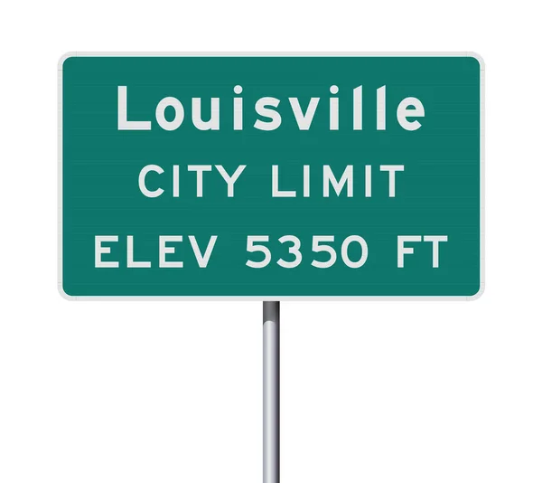 Vector Illustration Louisville City Limits Green Road Sign — Stock Vector