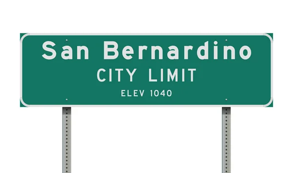 Vektorillustration Der Stadt San Bernardino Begrenzt Grünes Verkehrsschild — Stockvektor