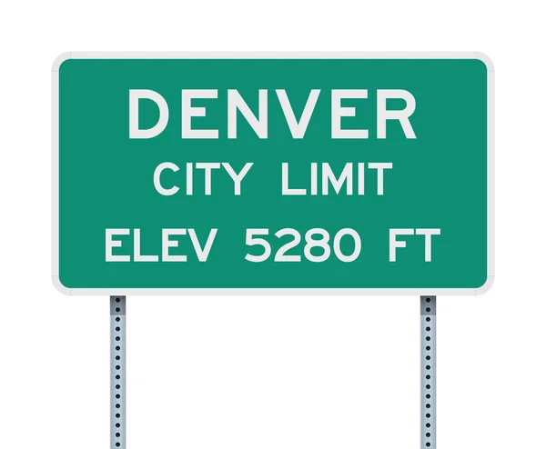 Vectorillustratie Van Stadsgrenzen Van Denver Groene Verkeersbord Met Hoogte — Stockvector