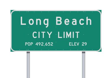Long Beach şehir sınırları yeşil yol işaret vektör çizim