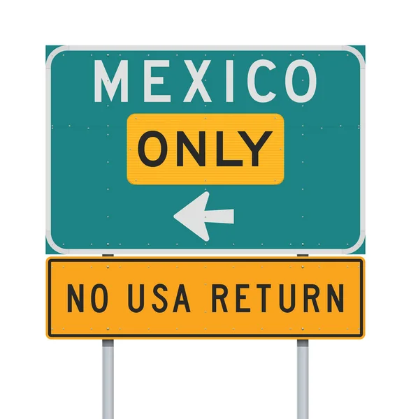 Vector Illustration Mexico Only Usa Return Road Sign — Stock Vector