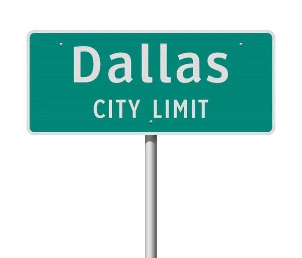 Dallas Şehir Sınırı Yeşil Yol Işareti Vektör Çizim — Stok Vektör