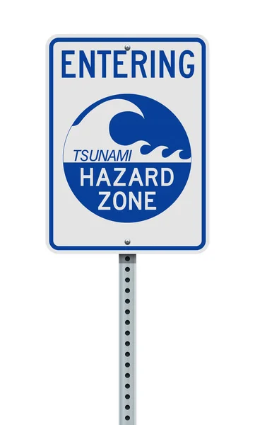 Vector Illustration Entering Tsunami Hazard Zone Sign — Stock Vector