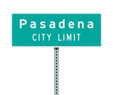 Pasadena şehir sınırı yeşil yol işareti vektör çizim