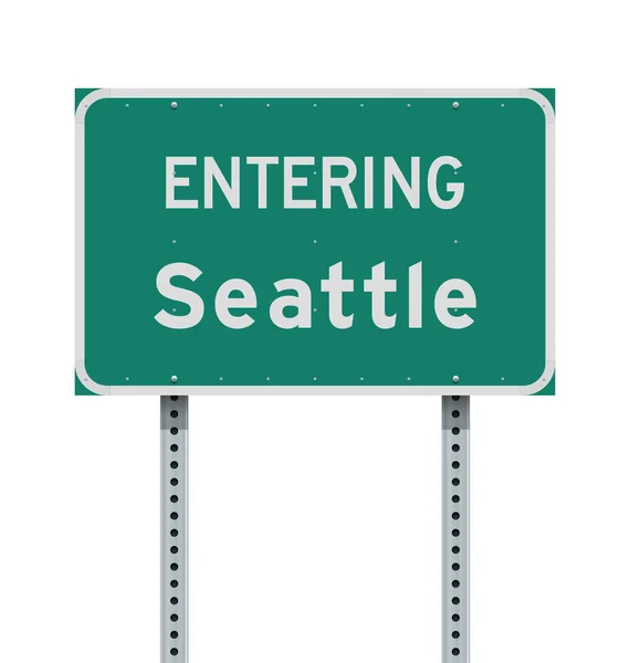 Illustration Vectorielle Panneau Vert Entrer Dans Seattle — Image vectorielle