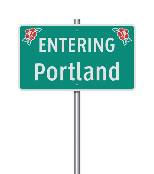 Illustration Vectorielle Panneau Vert Entrée Portland — Image vectorielle