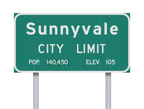 Ilustração Vetorial Sinal Estrada Verde Sunnyvale City Limit —  Vetores de Stock