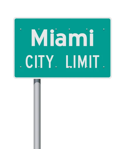 Ilustração Vetorial Sinal Estrada Verde Miami City Limit —  Vetores de Stock