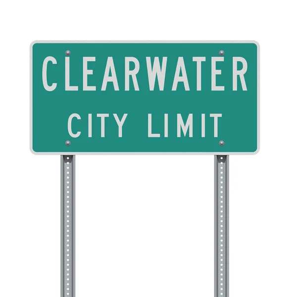 Illustrazione Vettoriale Del Cartello Stradale Verde Clearwater City Limit — Vettoriale Stock