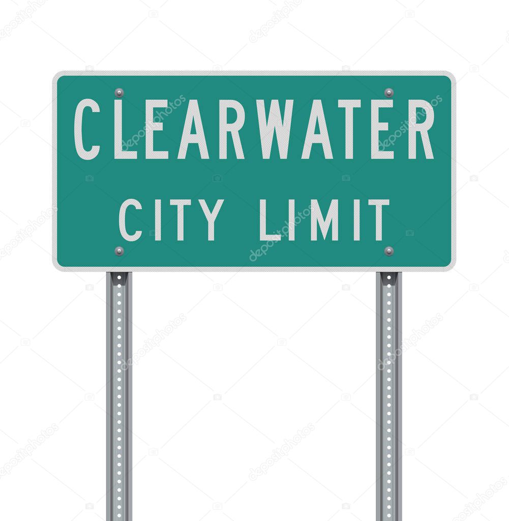 Vector illustration of the Clearwater City Limit green road sign