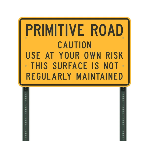 Vector Illustration Primitive Road Yellow Road Sign — Stock Vector
