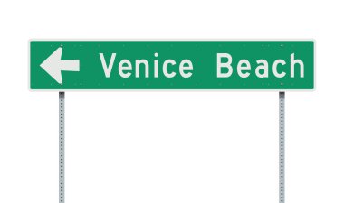Venice Beach yön yeşil yol işareti vektör çizim