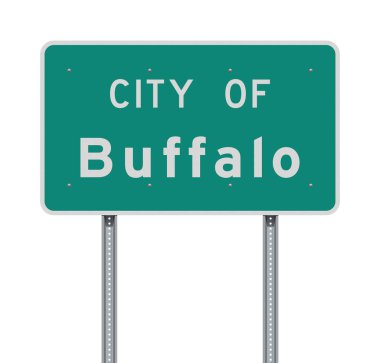 Buffalo şehir yeşil yol işaret vektör çizim