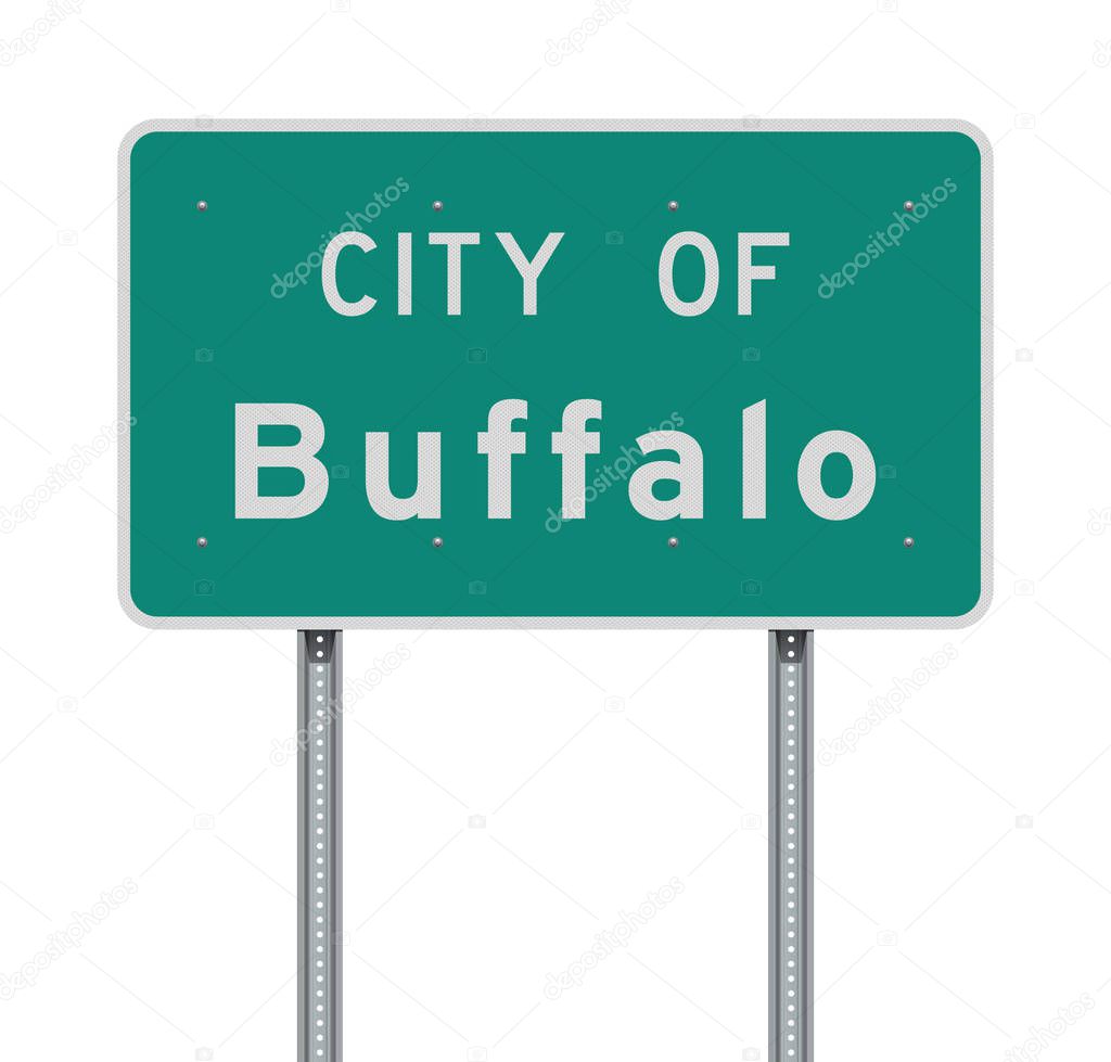 Vector illustration of the City of Buffalo green road sign