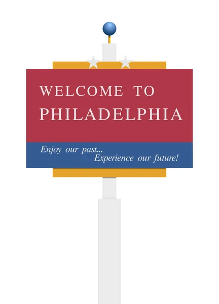 Vektor Illustration Des Willkommensschildes Für Philadelphia — Stockvektor